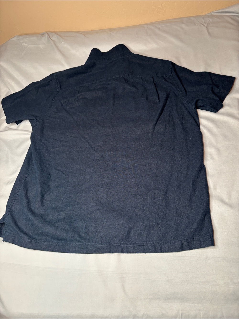 Women’s Scotch & Soda Navy Short-Sleeve Button-Down Shirt Linen Blend Size Large - Picture 8 of 9